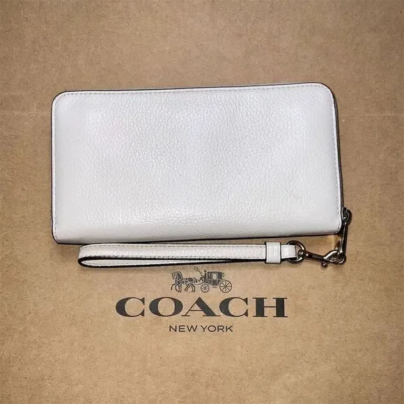 COACH Leather Wallet Zip-Around Ivory Color w Gold Hardware AUTHENTIC - Picture 2 of 5
